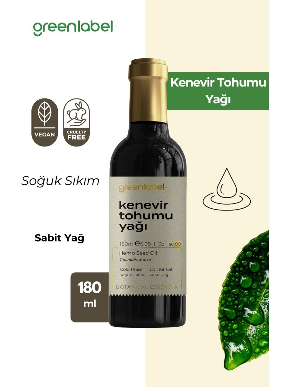 GREENLABEL KENEVİR TOHUMU YAĞI 180ML