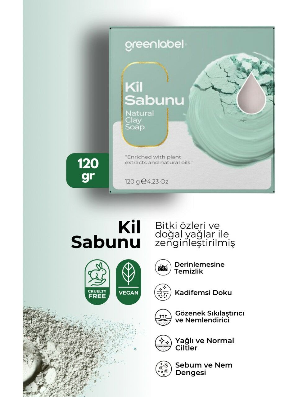 GREENLABEL KİL SABUNU 120G