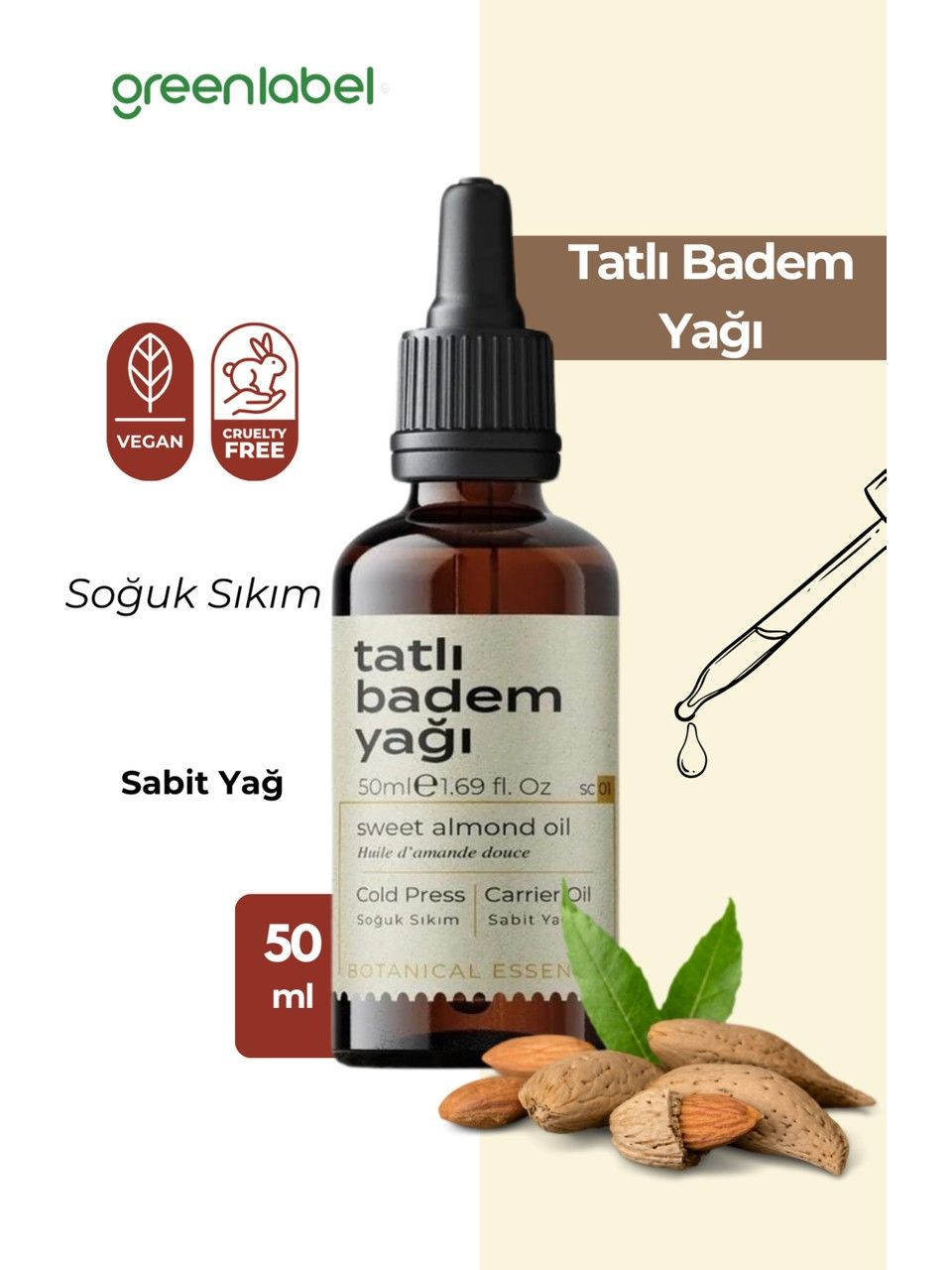 GREENLABEL TATLI BADEM YAĞI 50 ML